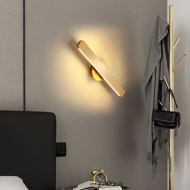 Brushed Gold Rectangular LED Wall Lamp Rotatable Design Nordic Simplicity Aluminum Sconce Light for Bedside
