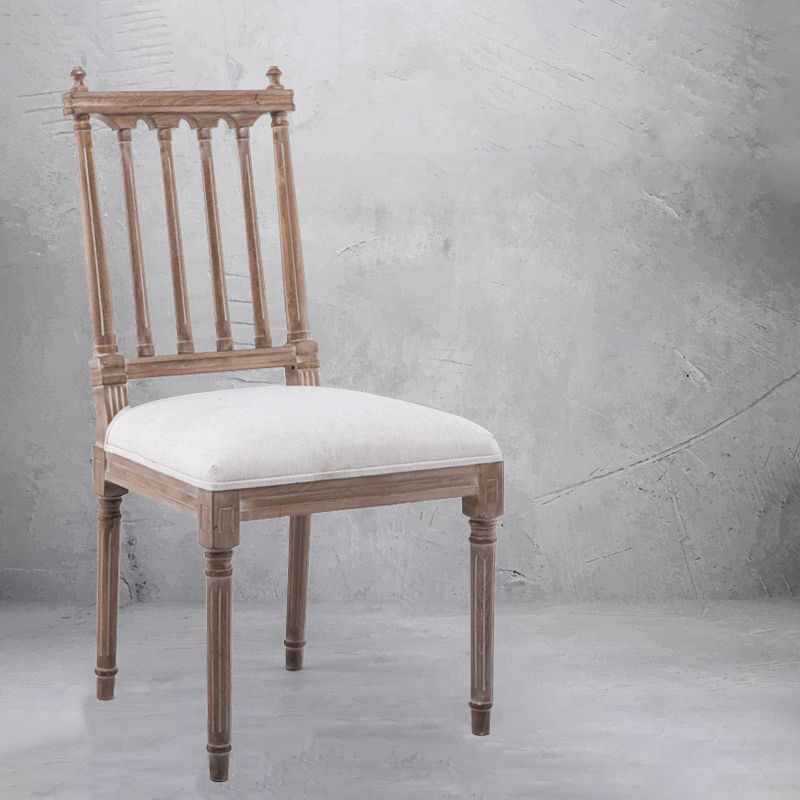 Chaise de salle à manger en tissu de ferme, chaise latérale à dossier à lattes de 40 "H avec base en bois pour restaurant
