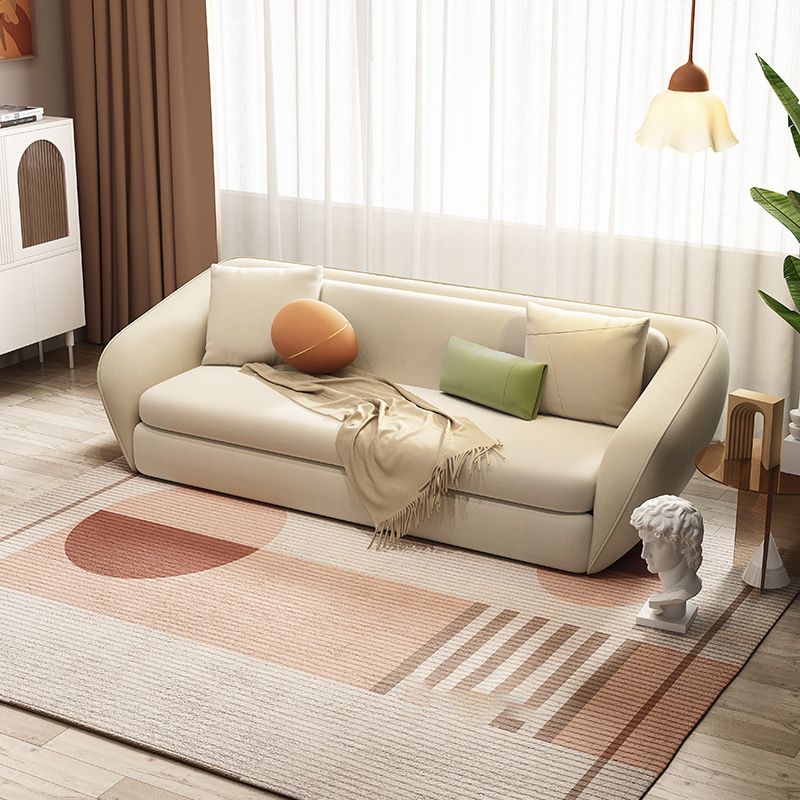 64.96" L Leather Sofa White Convertible Sofa Bed with Tight Back