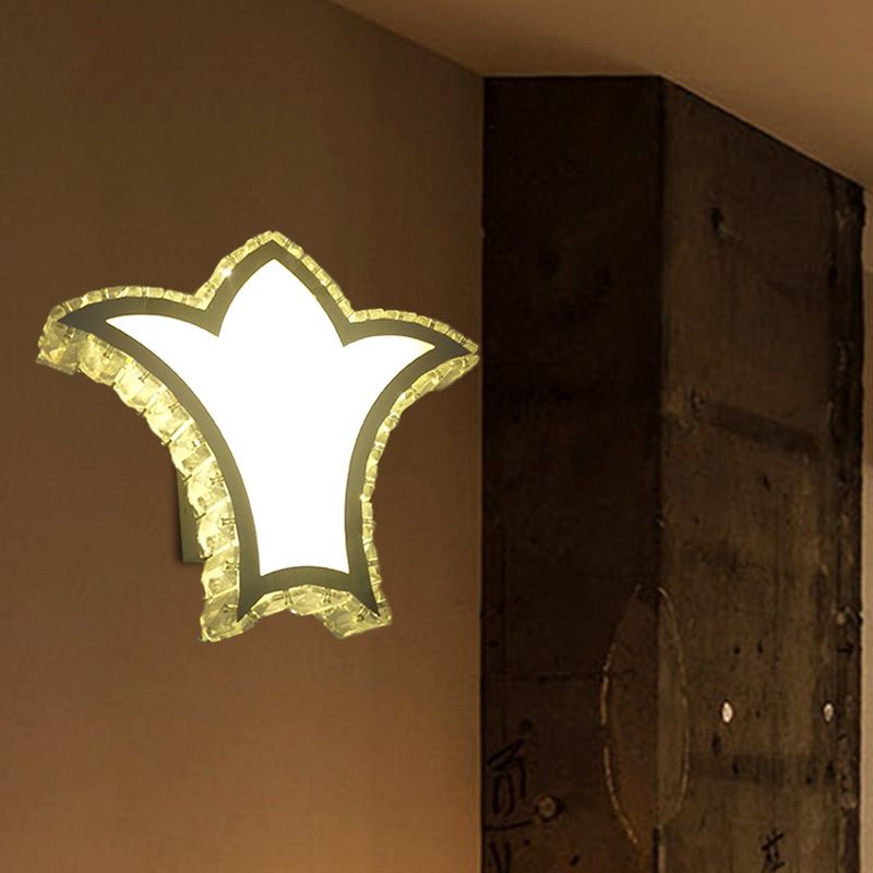 Crown Wall Light Sconce Modernist Clear K9 Crystal LED White Wall Lighting Fixture in White/Warm/2 Color Light