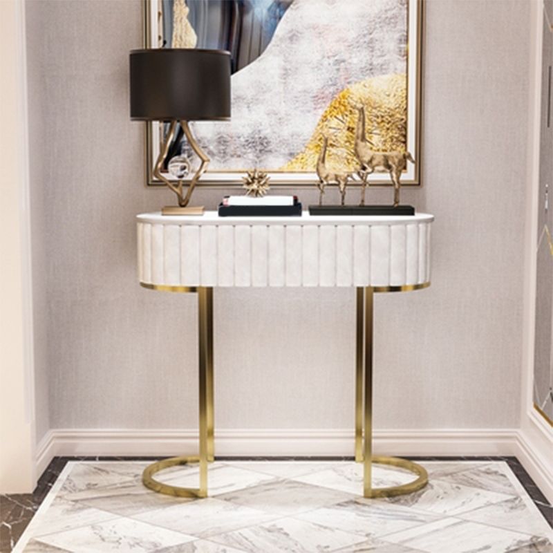 Oval Marble Console Table Ironcraft Frame Accent Table for Hall
