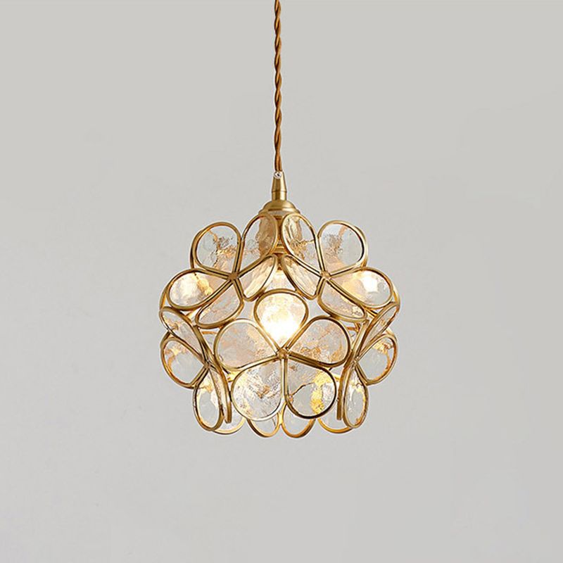 Lampada del soffitto in vetro petalo 1 leggero luce a sospensione vintage per camera da letto
