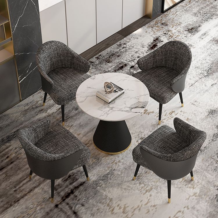 Metal Modern Round Dining Table Sintered Stone Top Table for Dining Room