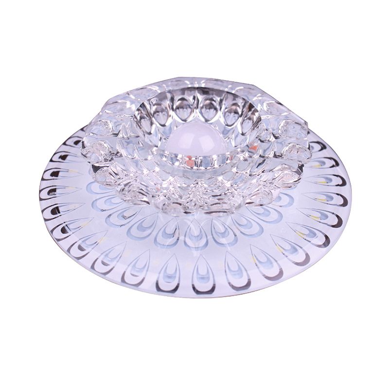 Bloom Entryway LED Ceiling Lamp Clear Crystal Modern Flush-Mount Light Fixture in White
