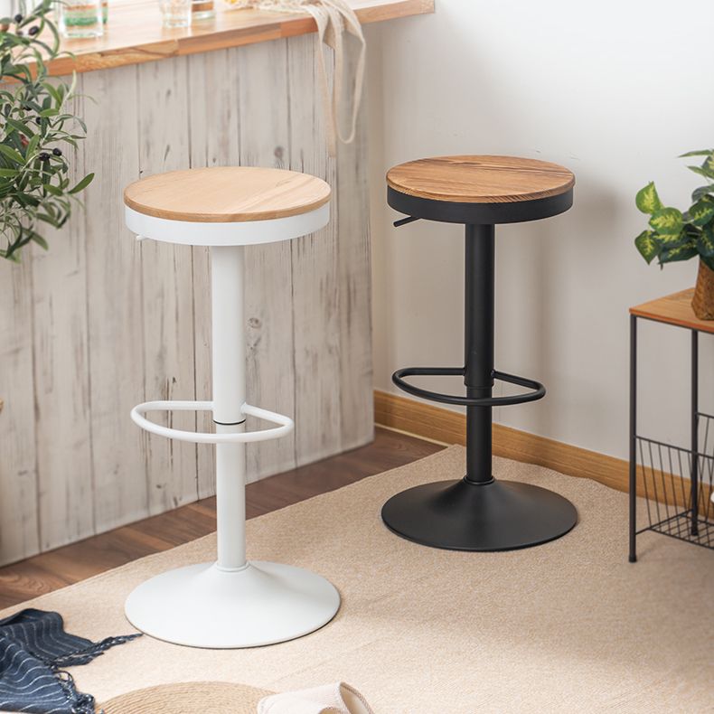 Taburetes de mostrador ajustables modernos, taburete de bar interior de madera sin brazos con reposapiés