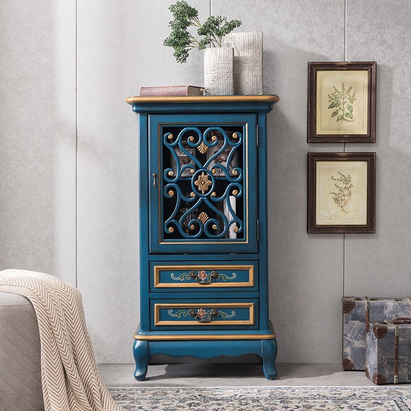 Industrial Wood Accent Cabinet with Drawers Side Cabinet with Bracket Legs