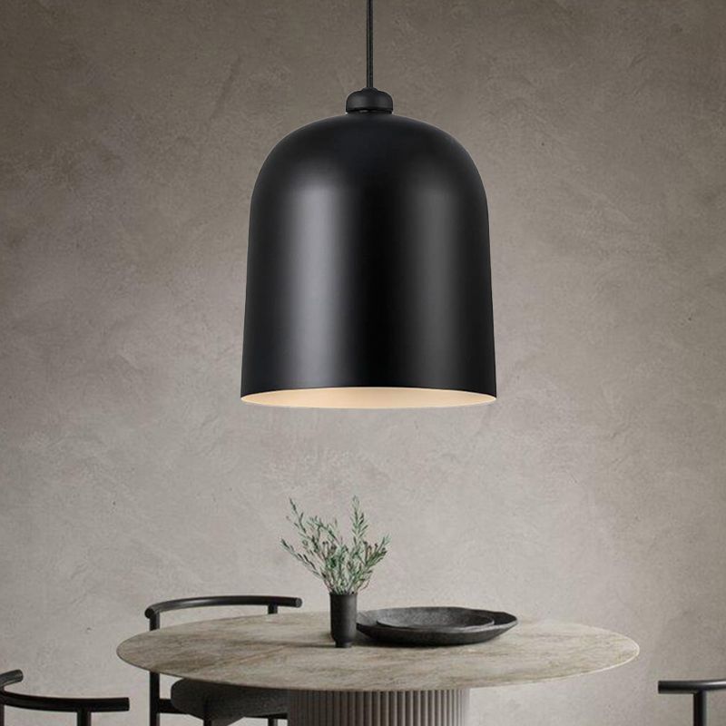 Black/White/Grey Moveable Dome Pendant Nordic 1 Bulb Metal Ceiling Suspension Lamp for Dining Room