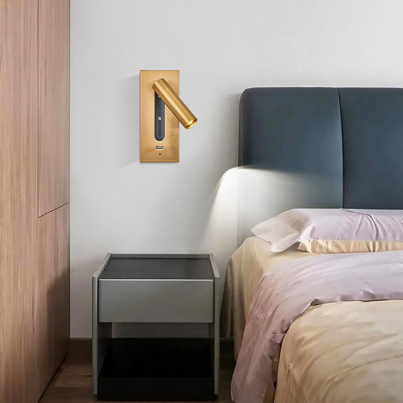LED Modern Metal Wall Sconce Cylinder Shape Wall Light with Glass Shade for Living Room