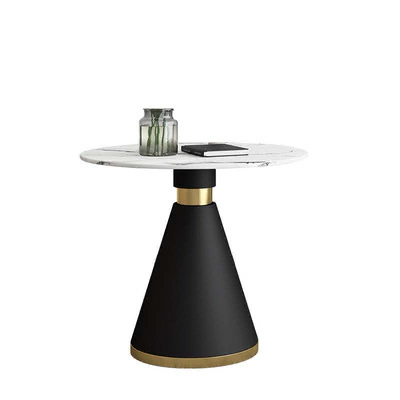 Contemporary Style Round Dining Table White Table with Metal Base