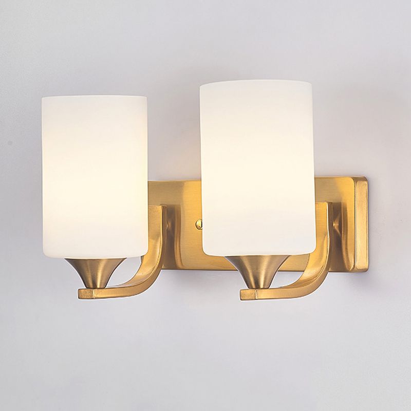 Simple Wall Sconce Cylinder Wall Light Fixture in Gold for Bedroom