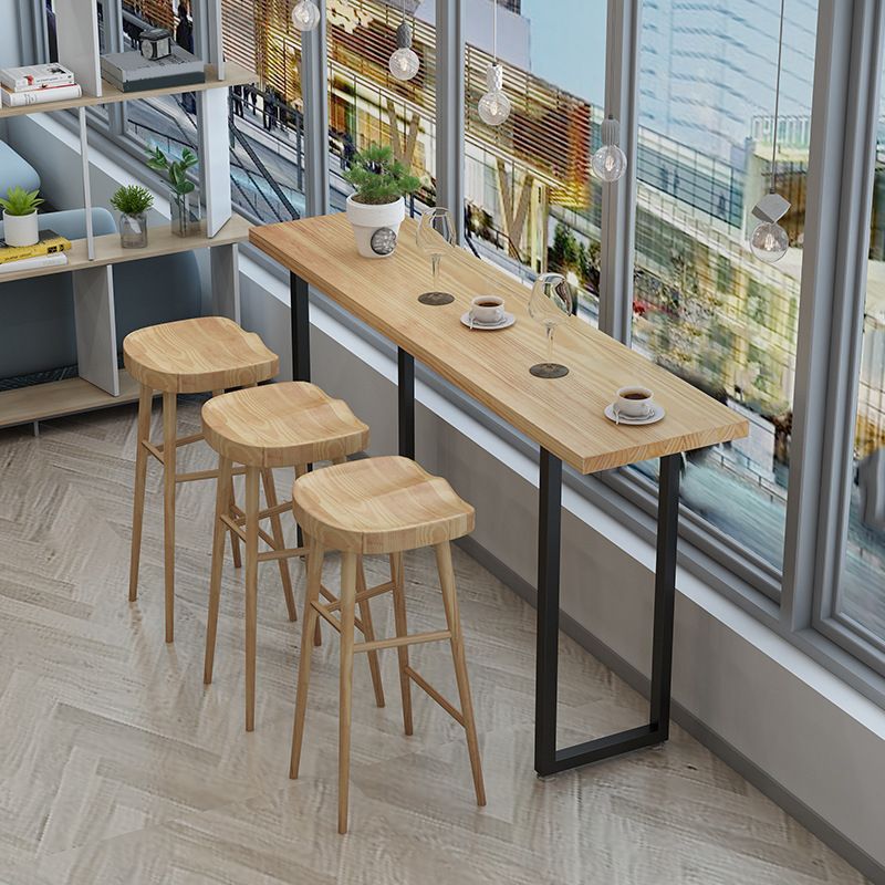 Contemporary Style 1/2/4/5 Pieces Bar Table Set Rectangle Bar Table with Wooden Stools