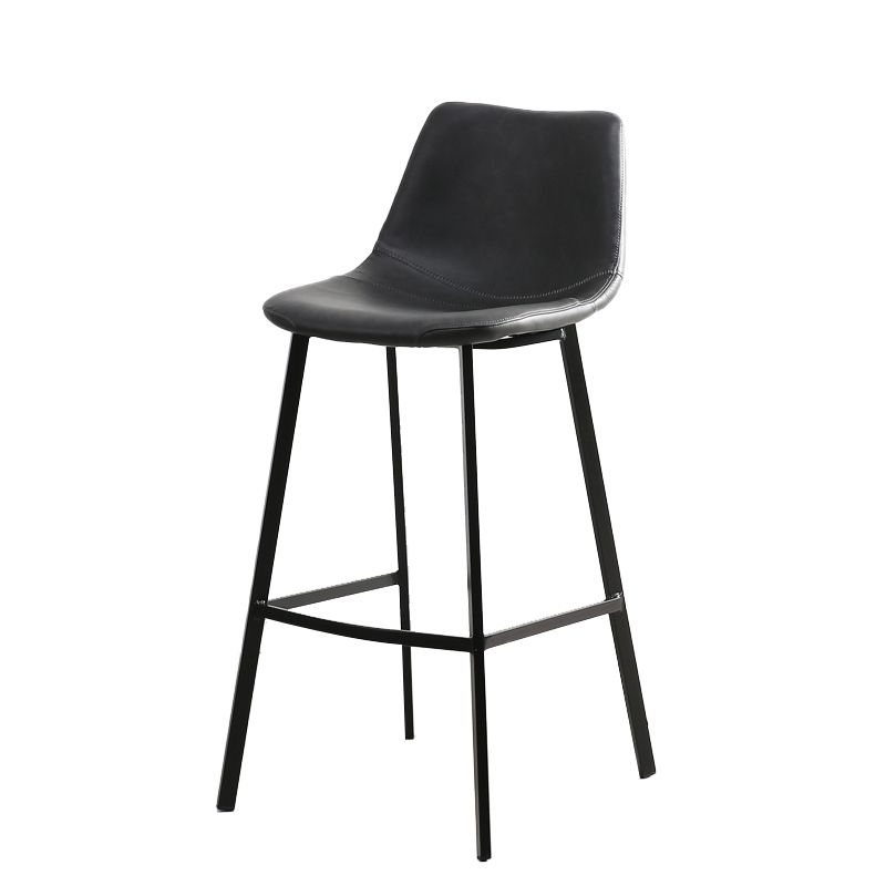 Contemporary Leather Bar Height Stool Metal Base Bar Stool for Living Room