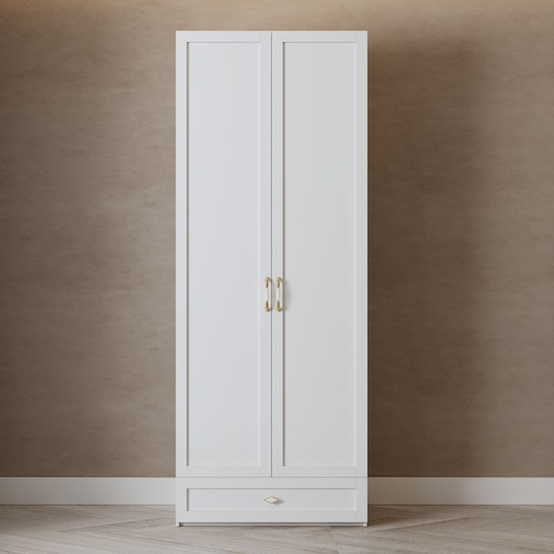 White Hinged Wardrobe Cabinet Engineered Wood Wardrobe Armoire