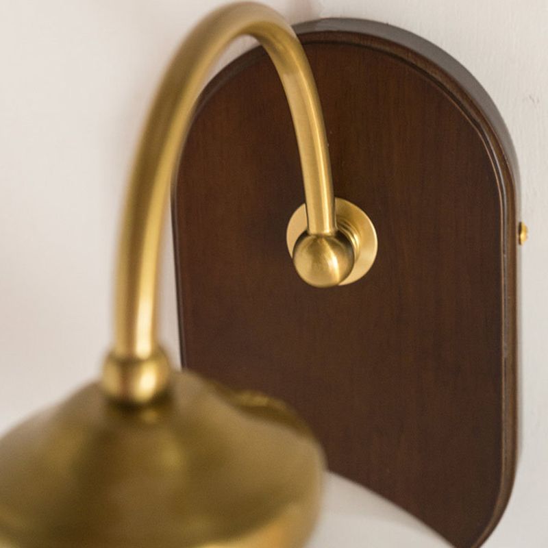 Modern Wood Wall Sconce Flower Shape Vanity Lamp with Glass Shade for Bathroom