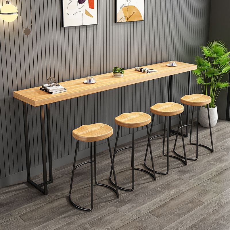 Contemporary Style Wood Counter Stool Backless Bar Stool with Metal Legs