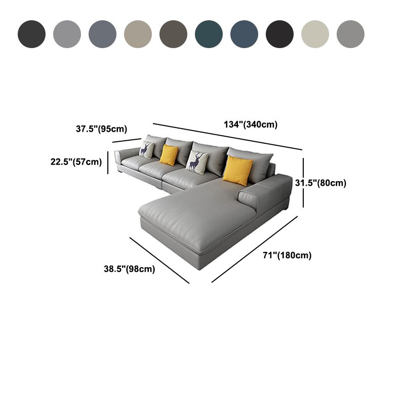 Contemporary L-Shape Sectional with Pillow Back and Recessed Arms for 4 People