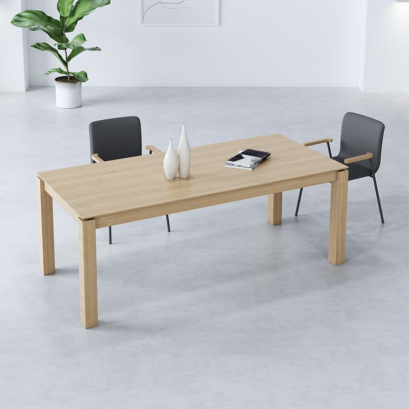 Mesa de color de madera clara rectangular mesa de madera maciza moderna con 4 patas