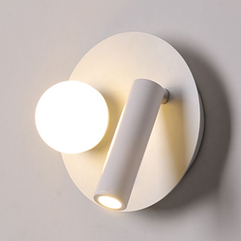 2-Lights Modern Metal Wall Light Round 6" Wide Reading Wall Sconce for Bedroom