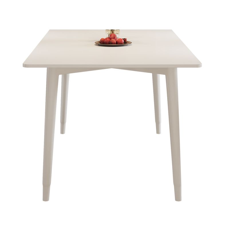 Modern Rectangular Dining Table White Stone Tabletop with Wood Legs