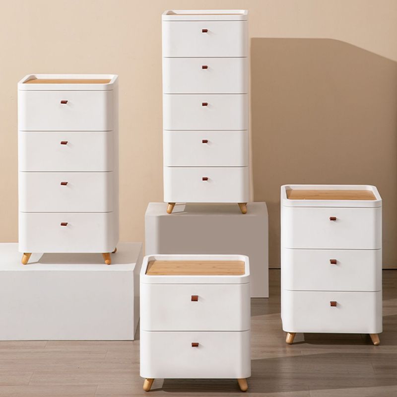 Contemporary Storage Cabinet with Legs White Cabinet with Drawers