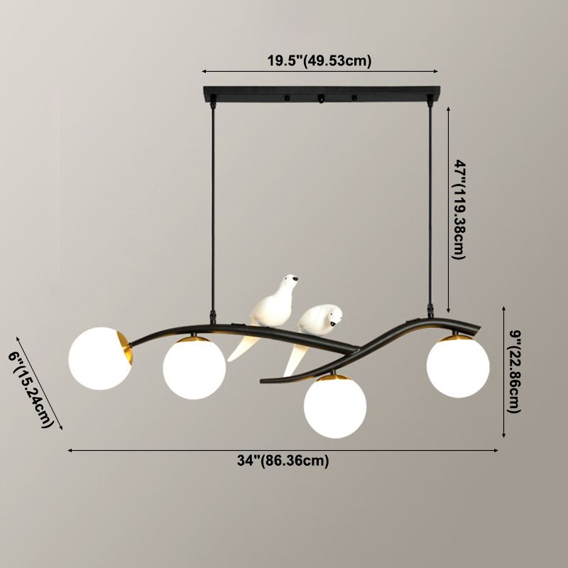 Glass Globe Island Light in Modern Luxury Style Lacquered Iron Pendant Light for Dining Room