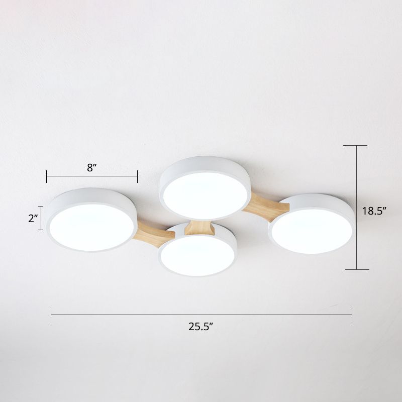Macaron Creative Round Flush Lamp Acrylic Living Room LED Ceiling Mount Light Fixture