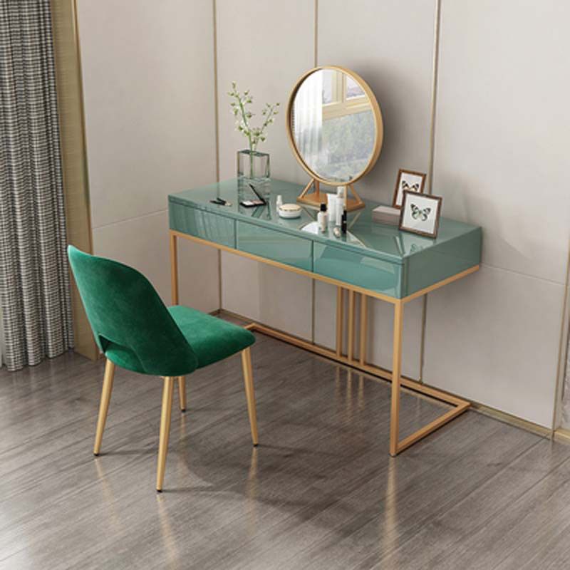 Glam 29.52" Height Green Wood Vanity Makeup Vanity with Drawers