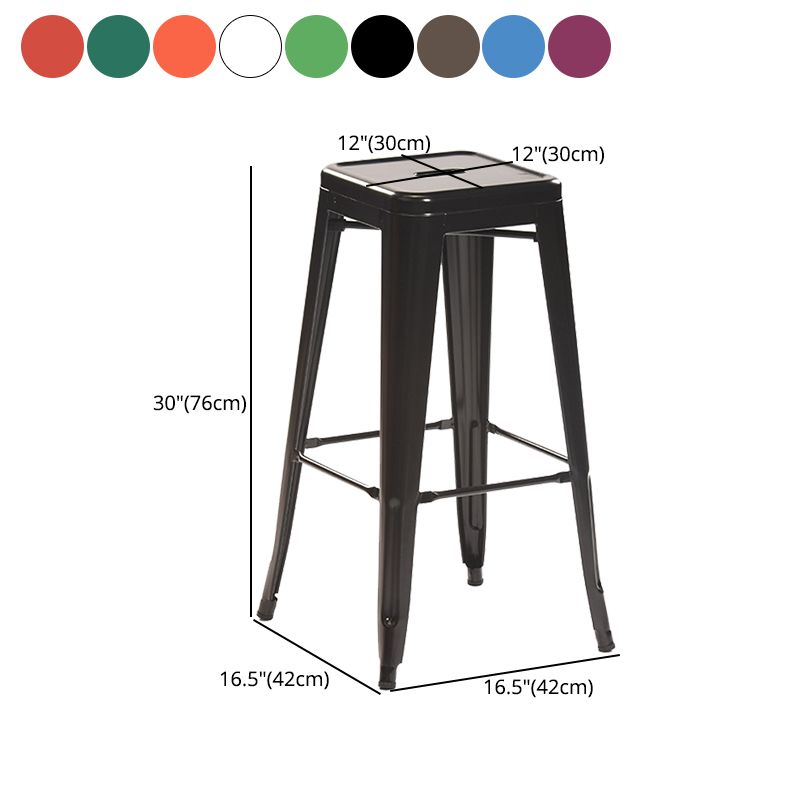 Industrial Style Metal Bar-stool Square Iron Seat Counter Stool for Kitchen Bar