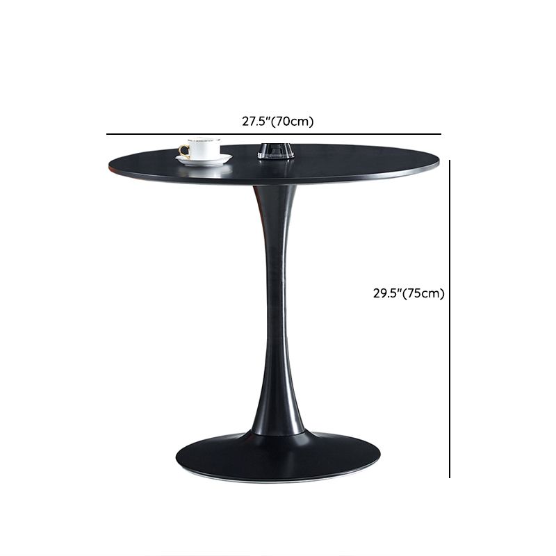 Contemporary Black Round Stone Dining Table with Tulip Style