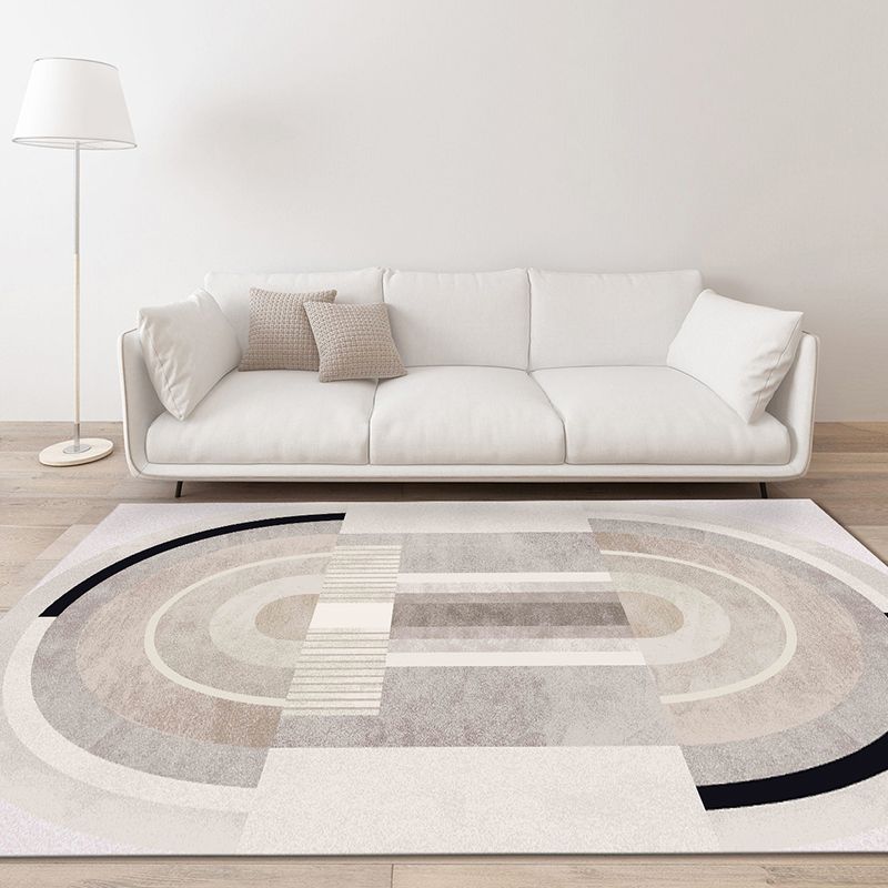 Black Modern Indoor Rug Polyester Striped Indoor Rug Non-Slip Backing Rug for Living Room