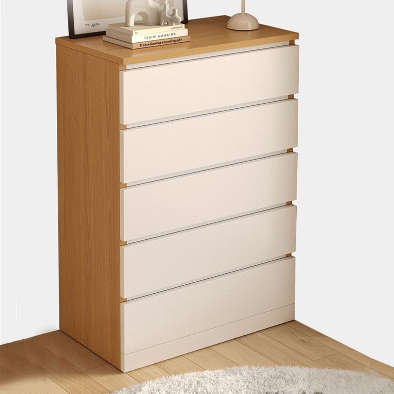 Modern White/Natural Chest with Wooden Drawers Rectangle Chest