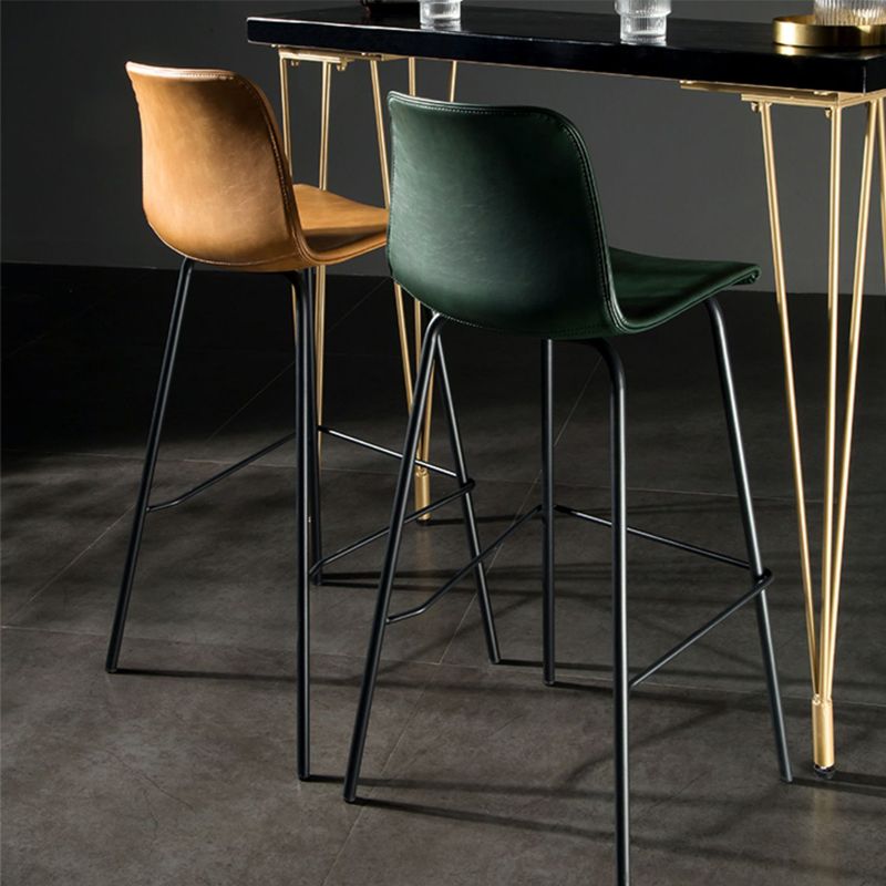 Modern Matte Finish PU Leather Barstool Low Back Restaurant Stool