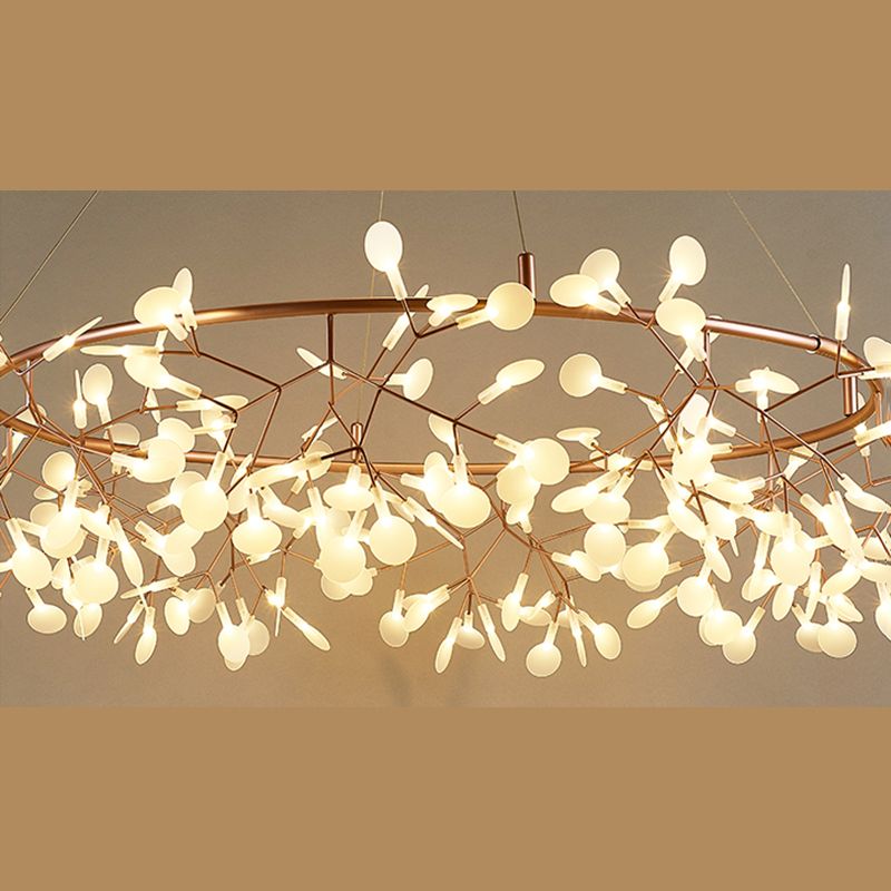 Rose Gold Sputnik Pendant Light in Modern Creative Style Stainless-Steel Firefly Ceiling Light with Acrylic Shade