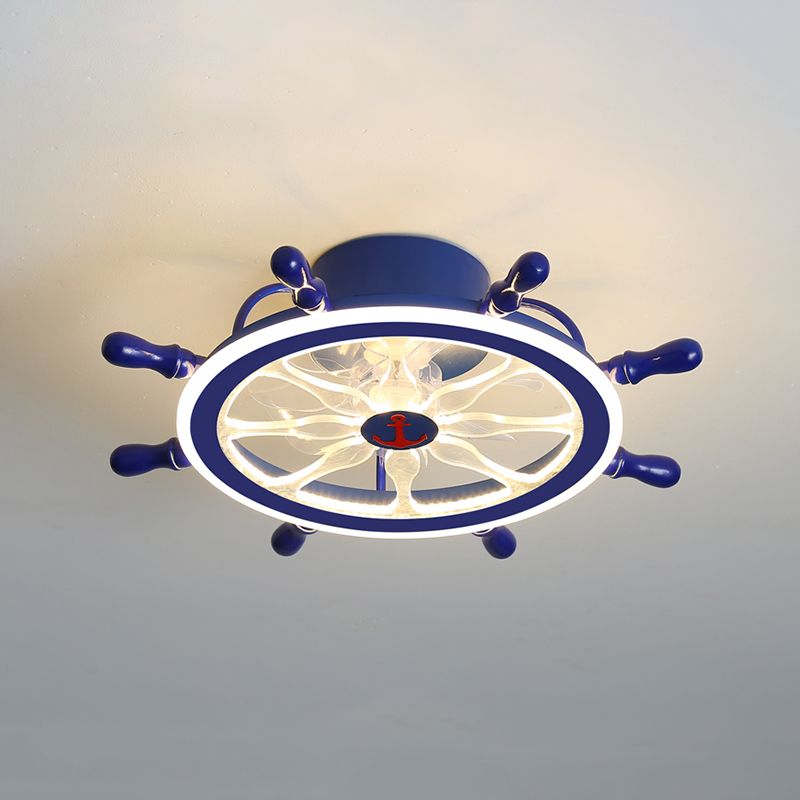 Lampada a ventola a soffitto in metallo moderno Luce a soffitto a filo con lama a ventola trasparente
