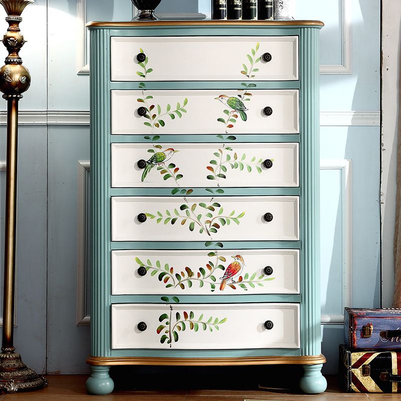 18.72-inch Width Traditional Storage Chest Solid Wood Dresser with 6 Drawers