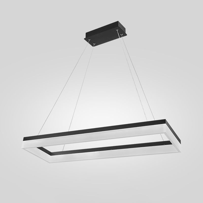 Modern Rectangular Island Pendant Light LED Dining Room Drop Lamp with Acrylic Shade