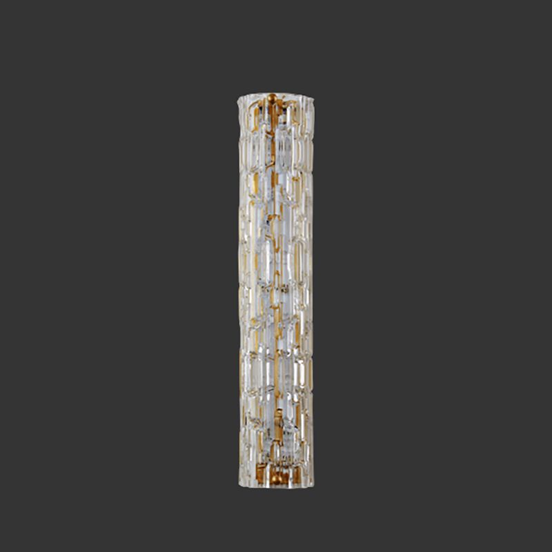 Brass Cylinder Wall Light Modern Gold Wall Sconce with Glass for Living Room