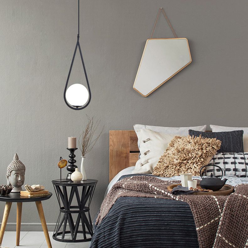 Lampada appesa sferica MODERNA MODERNA 1 Luce Sospensione Sospensione Luce a sospensione con anello di metallo a goccia