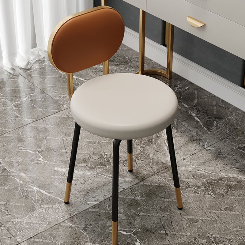 Luxurious Upholstered Armless Chair Open Back Side Leather Chair with Metal Base