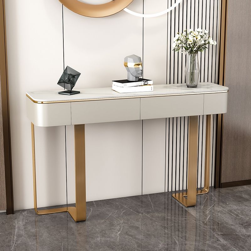 2 Drawers Console Table Modern Stone Accent Table for Hall , 33.46" Tall