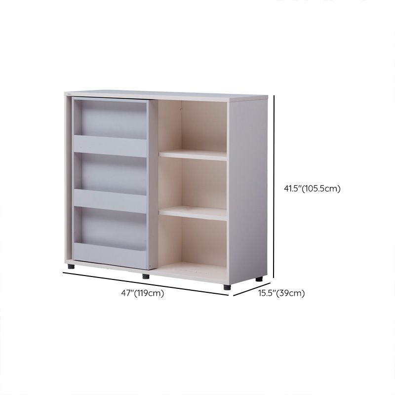 Modern Closed Back Freestanding Book Shelf with 1 Door in White