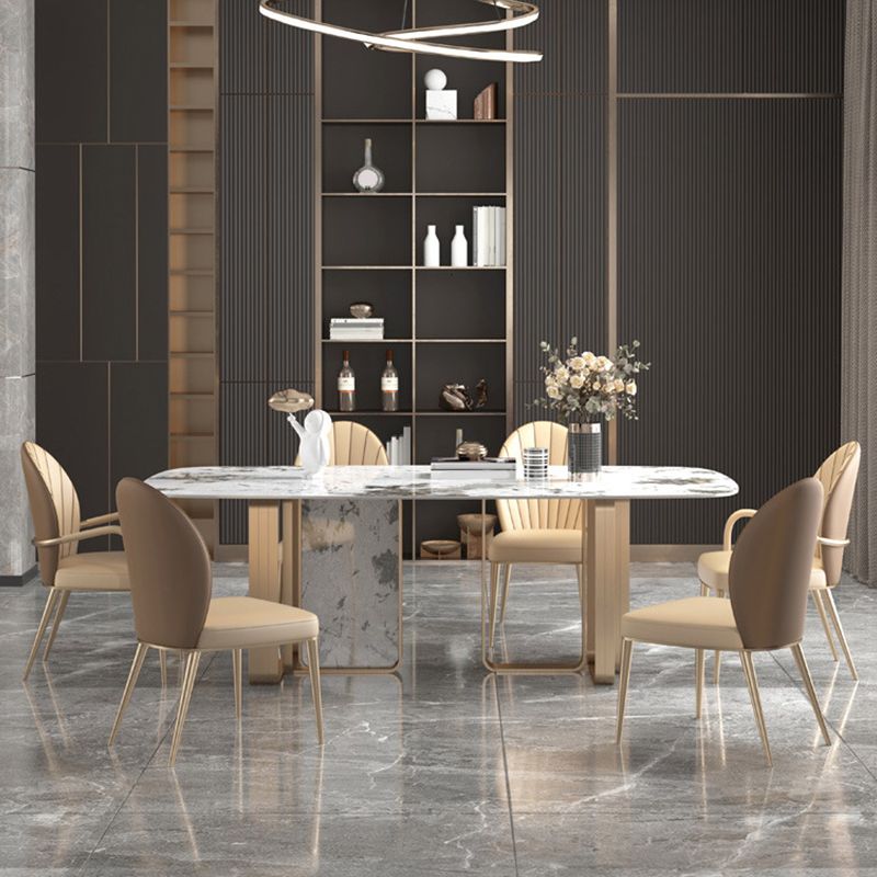 Upholstered Dining Chairs Beige Faux Leather Kitchen Dining Chairs