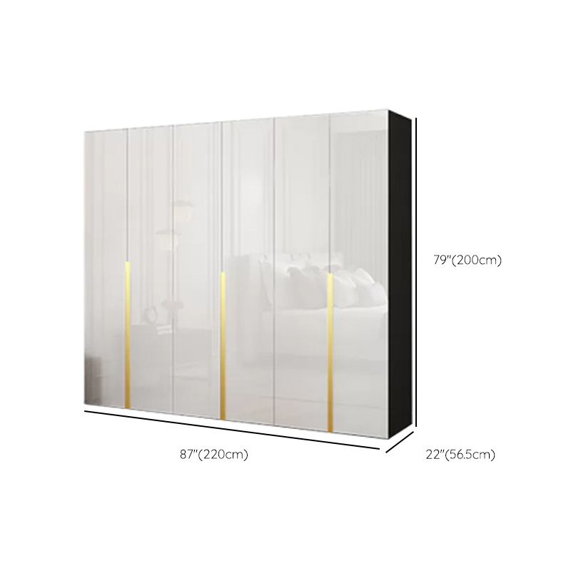Hinged Wardrobe Cabinet with Garment Rod Modern Storage Cabinet