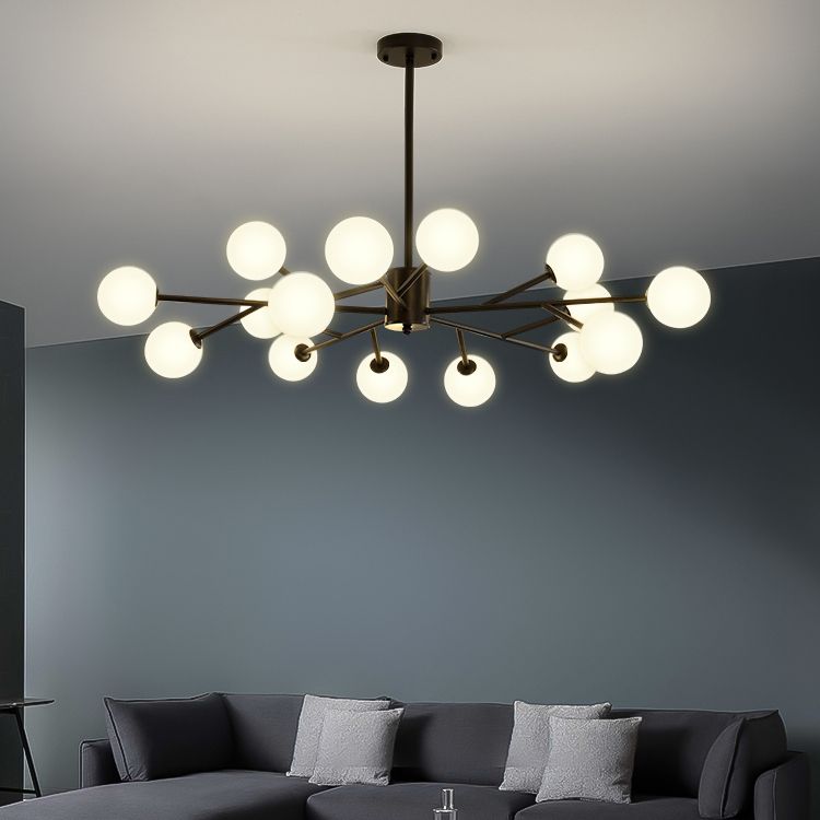 Modern Chandelier Light Fixtures Multi-Head Suspension Pendant Lamp with Glass Shade
