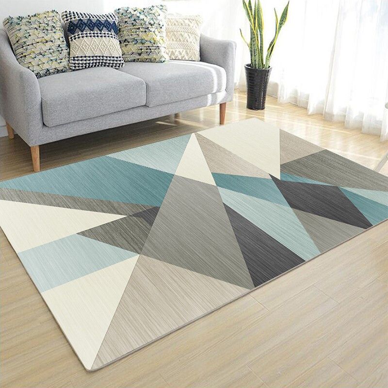 Decorative Triangle Printed Indoor Rug Contemporary Soft Polyester Area Rug Non-Slip Backing Carpet for Living Room