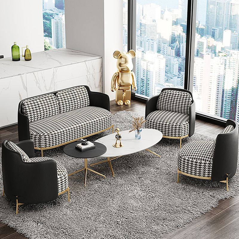Modern Single Cushion Seat Sofa Sewn Pillow Back Leather Sofa