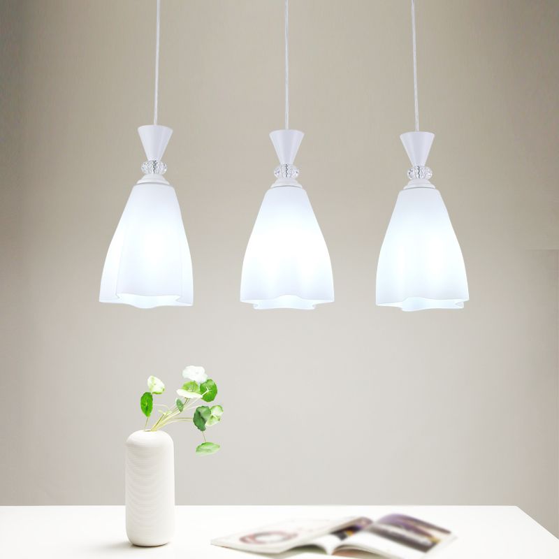Bloemen diner hanglampverlichting minimalistisch wit glas hangende verlichtingsarmatuur