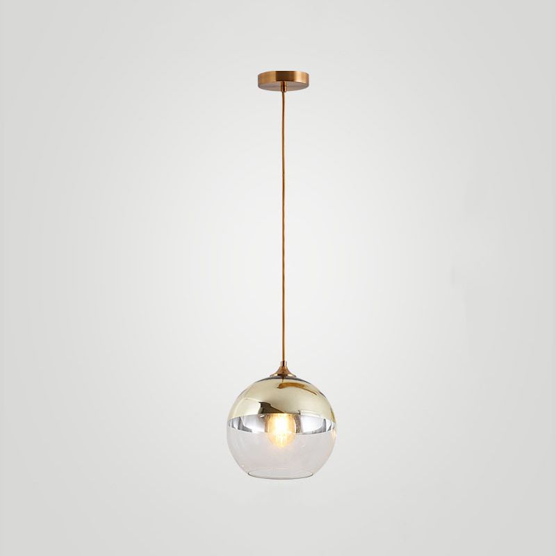 Wrought Iron Indoor Hanging Lamp in Modern Creative Style Globe Glass Pendant Light for Dining Room