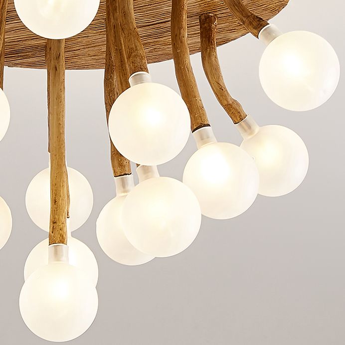 Contemporary Bubbles Flush Light Fixture Wood Flush Mount Ceiling Fixture in Brown