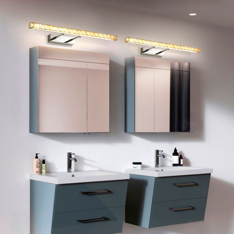 Modern Stainless Steel Vanity Mirror Light Bathroom Gold Vanity Sconce Light with Crystal
